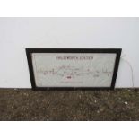 A hand coloured Halesworth Station signal box diagram, 45cm x 99cm