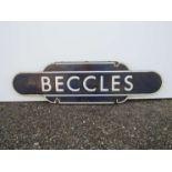 A B.R (E) enamel Station Totem "BECCLES", half flanged