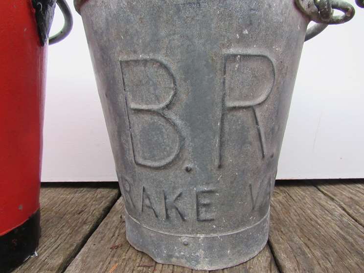 Three various galvanised LNER railway Fire/Water buckets a similar B. - Image 2 of 2