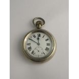 An LNER nickel cased pocket watch with Swiss made record 15 jewel movement,
