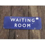 A B.R (E) enamel door plate sign "WAITING ROOM", 45.5cm x 15cm