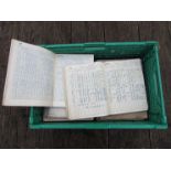 A box containing various signal box train register, some local interest,
