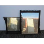 Two mahogany framed railway waiting room overmantel mirrors