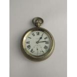 An LNER nickel cased pocket watch with Swiss made record 15 jewel movement,