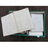 A box containing various train registers, log books, all attributed to SAXMUNDHAM STATION 1950/60's