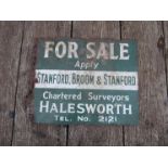 An enamelled double sided "For Sale" sign "Stanford,