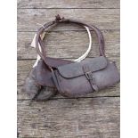 A leather railway single line token pouch,