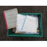 A box attributed to SAXMUNDHAM STATION paper to include train registers, framed and glazed awards,