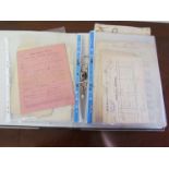 A folder containing various Great Eastern Railway paperwork including telegraph messages, notices,