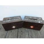Two LNER wooden railway ambulance First Aid boxes (2)