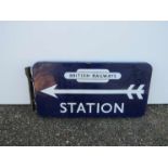 A B.R (E) double sided, wall mountable enamel sign British Railways (in totem) "STATION"