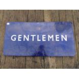 An enamelled single sided railway station "Gentlemen" sign