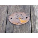 A cast iron locomotive shed plate 32A Norwich 1950-1973,