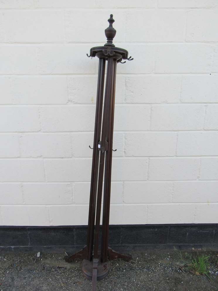 A late Victorian mahogany railway waiting room coat stand (a/f)