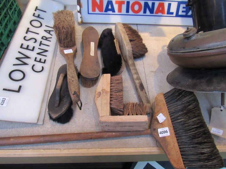 Four various railway brushes, stamped B.R, LNER and B.R (E)