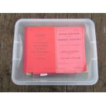 A box containing various working timetables, rules and regulations,