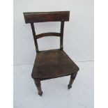 An oak railway waiting room solid oak chair, the bar back stamped GER