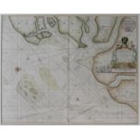 A framed and glazed map - 'Harwich,