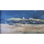 DAVID BARBER (XX): A gilt framed oil on board, Pulborough, West Sussex,