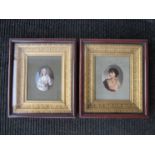 A 19th Century style pair of Vienna porcelain hand-painted portraits of women,