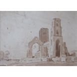 FREDERICK WILLIAM BALDWIN (1899-1984) A framed and glazed monotone watercolour of Wymondham Abbey,