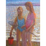 JOHN REAY (1947-2011): A large oil on canvas, unframed,