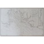 A framed and glazed French Naval map by Hamilton Moore - South Foreland to Lowestoft, 1789.