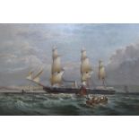 WILLIAM GIBBONS (act 1858-1892): An oil on canvas of H.M.S.