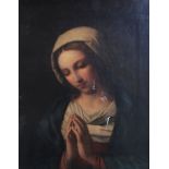 An 18th Century Renaissance style oil on canvas portrait of a woman at prayer,