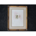 A gilt framed and glazed pencil and watercolour portrait of a nun.