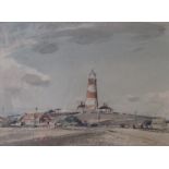 ARTHUR E. DAVIES (1893-1988) A framed and glazed watercolour of Happisburgh Lighthouse, Norfolk.