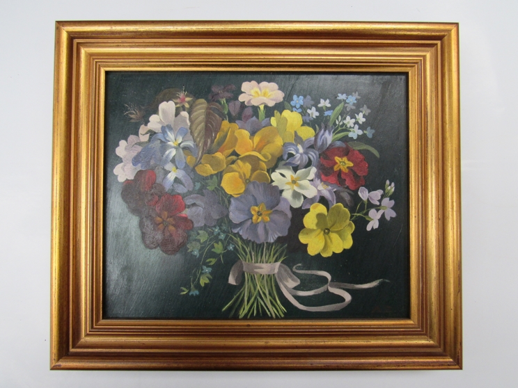 ANNA ZINKEISEN (1901-1976) Two framed oils on board of floral still life scenes, - Image 4 of 5