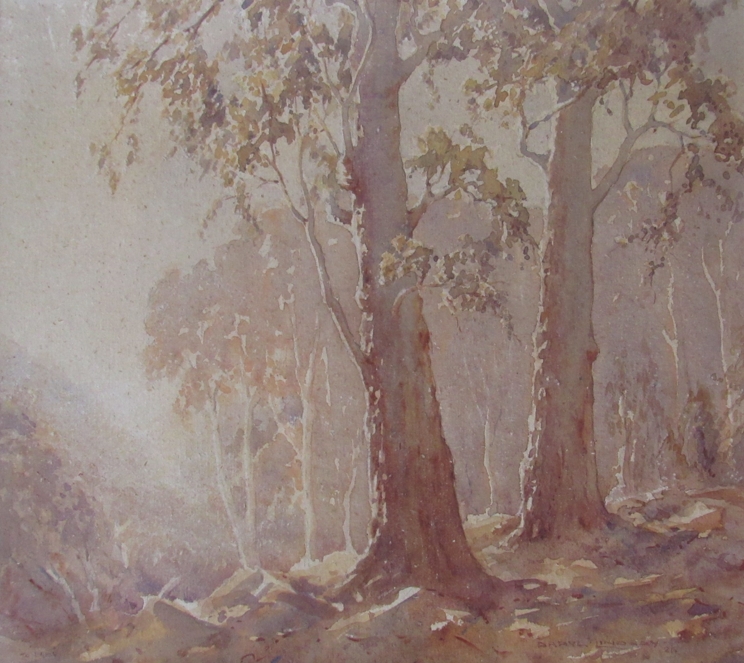 DARYL LINDSAY (XIX/XX): A framed mounted and glazed watercolour depicting Autumnal woodland scene,