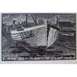 JAMES DODDS: (b.1957) A lino cut entitled 'Alderburgh Lobster Boat', No.