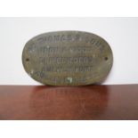 A brass ships plaque from the Schooner "Maggie Williams",