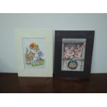 MIKE WEBB: Two original cartoon art works for Christmas,