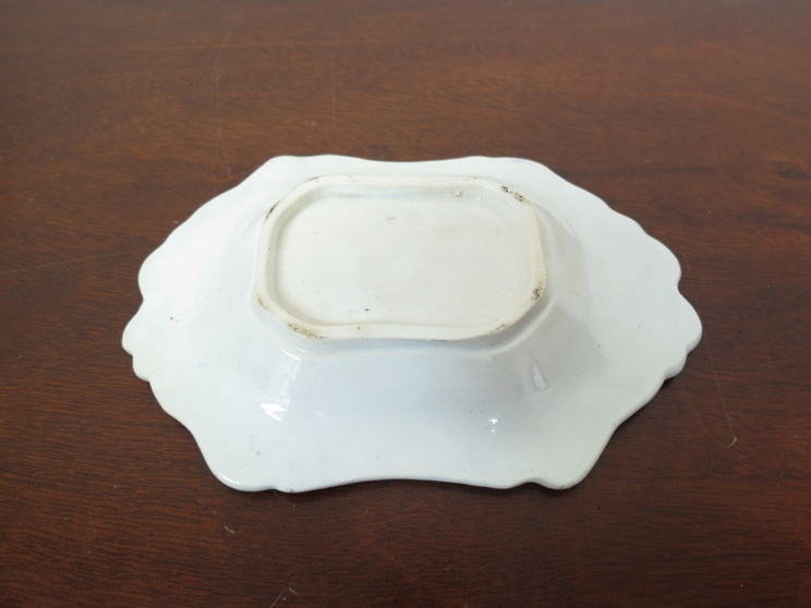 A 19th Century blue and white miniature dish, transfer printed with Anglo-Indian scene, - Image 2 of 2