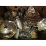 A quantity of silver plated items including sauce stand,