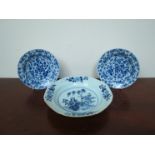 Two Kangxi Chinese blue and white dishes with all over floral detail,