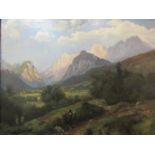 ANTON HLAVACEK (1842-1926) An oil on canvas of mountainous alpine scene, 52 x 66.