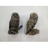 Two white metal Country Artists owl figures both stamped C1990,