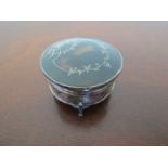 A silver Mappin and Webb trinket box with tortoiseshell lid engraved