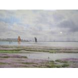 PETER BEARMAN: 'Rising tide of Breydon' watercolour,