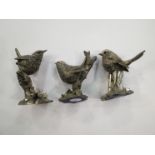 Three white metal Country Artists bird figures all marked sterling silver