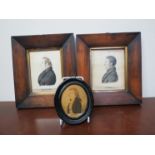Three Osler family portraits from the 18th Century and 19th Century two in rosewood framed