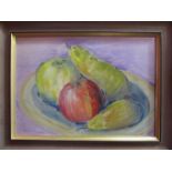 An oil on board still life of fruits