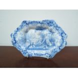 A 19th Century blue and white miniature dish, transfer printed with Anglo-Indian scene,
