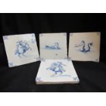 Four 18th Century Delft tiles