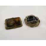 A Victorian banded agate swivel brooch,