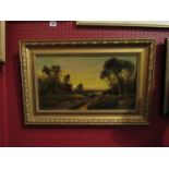 G Watts (XIX) a 19th Century gilt framed oil on board,